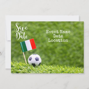 Soccer ball with flag of Italy Save the Date Invitation
