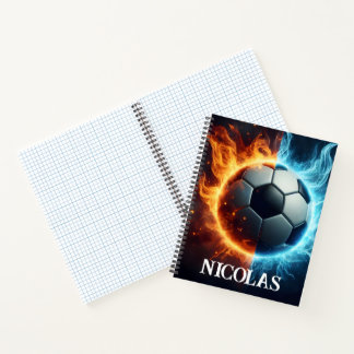 soccer ball with flames and ice notebook