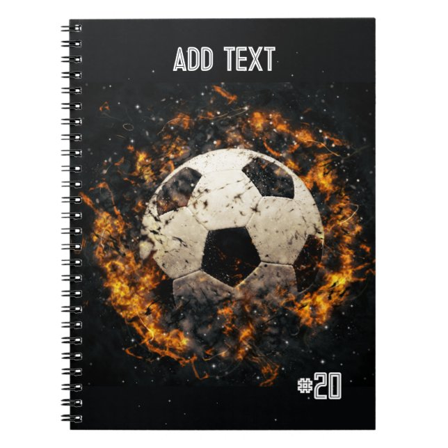 Soccer Ball with Flames Spiral Photo Notebook (Front)