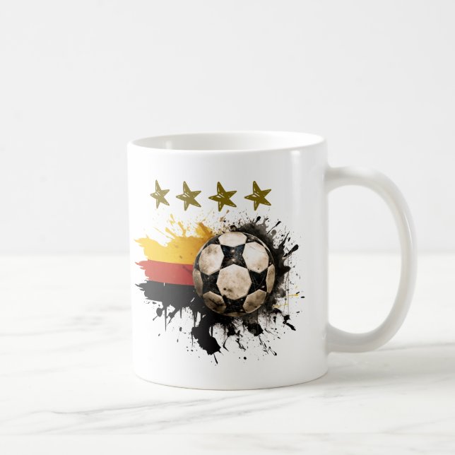 Soccer ball with German Flag and four golden Stars Coffee Mug (Right)