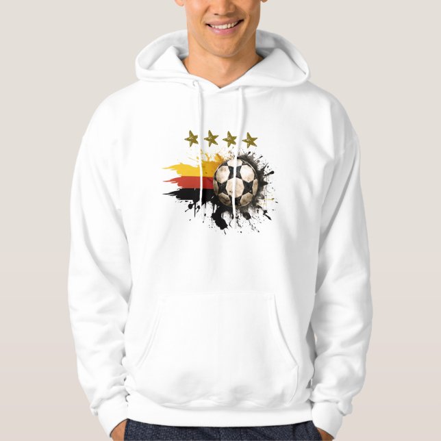 Soccer ball with German Flag and four golden Stars Hoodie (Front)