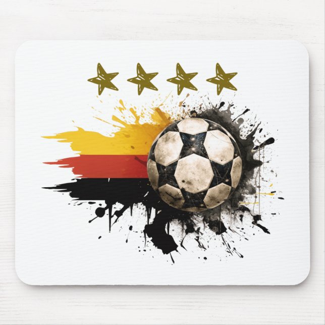 Soccer ball with German Flag and four golden Stars Mouse Pad (Front)