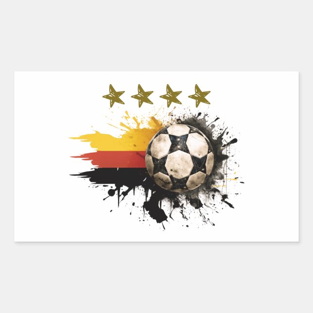 Soccer ball with German Flag and four golden Stars Rectangular Sticker (Front)