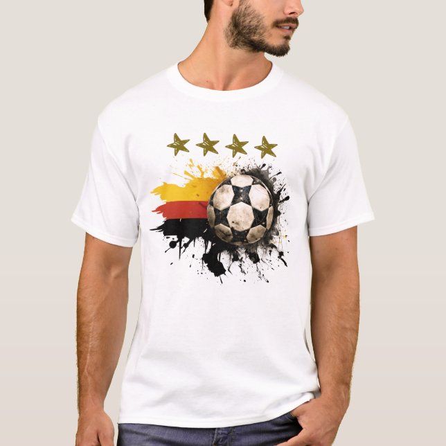 Soccer ball with German Flag and four golden Stars T-Shirt (Front)