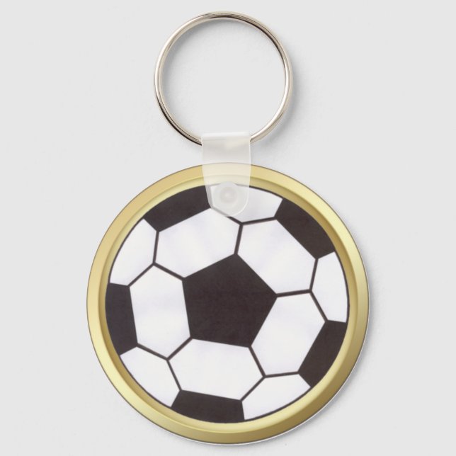 Soccer ball with gold trim keychain (Front)