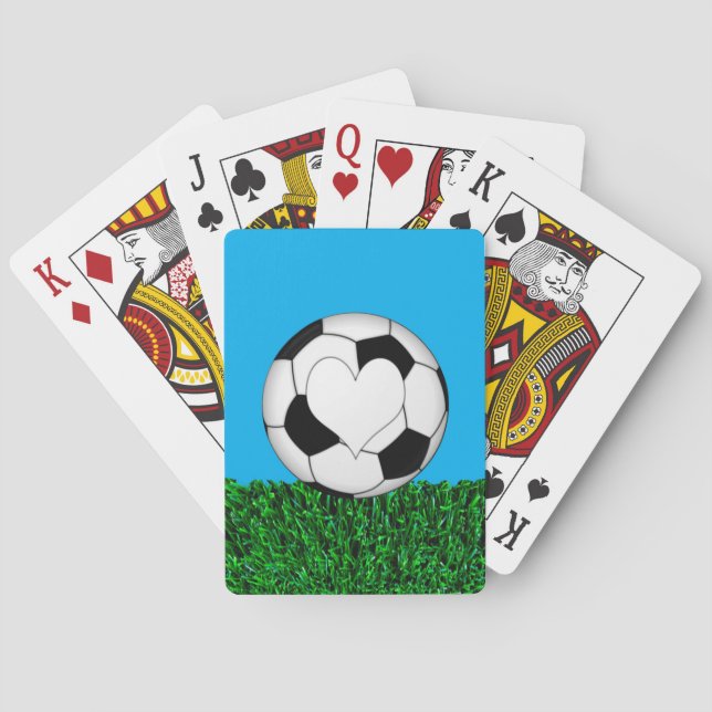 Soccer Ball with heart customizeable Playing Cards (Back)