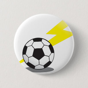 Soccer ball with lightning bolt 6 cm round badge