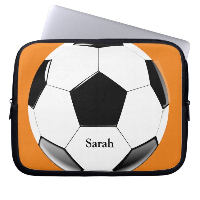 Soccer Ball with Name Laptop Electronics Bag (Front)
