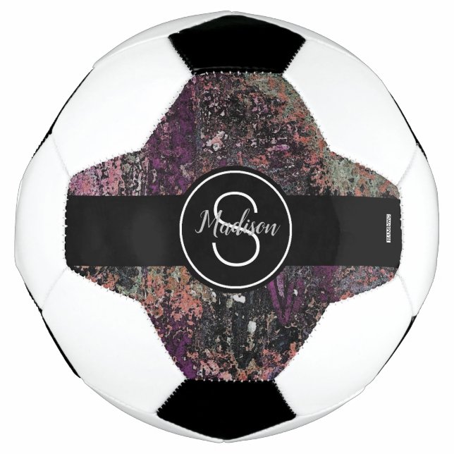 Soccer Ball with Plum Mix Colours Monogram HAMbyWG (Front)