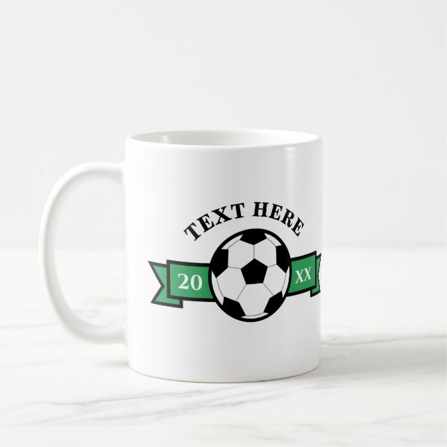 Soccer Ball With Ribbon Banner Coffee Mug (Left)