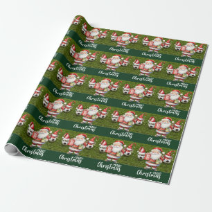 Soccer Ball with Santa Hat  Wrapping Paper