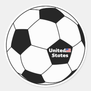 SOCCER BALL WITH USA FLAG CLASSIC ROUND STICKER