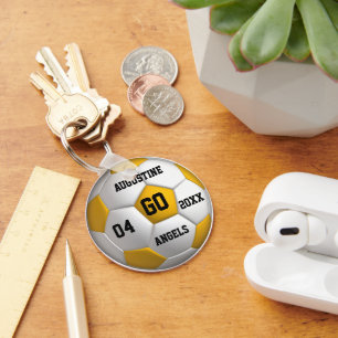 Soccer Ball yellow and white Keychain