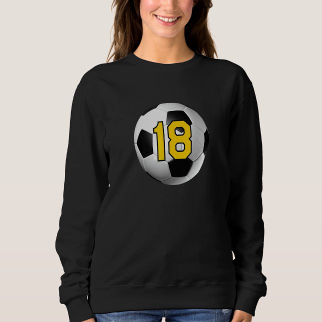 Soccer Ball Yellow Lucky Jersey Number 18 Eigh N Sweatshirt (Front)