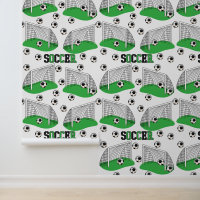 Soccer Balls and Net Text Art Sports Pattern