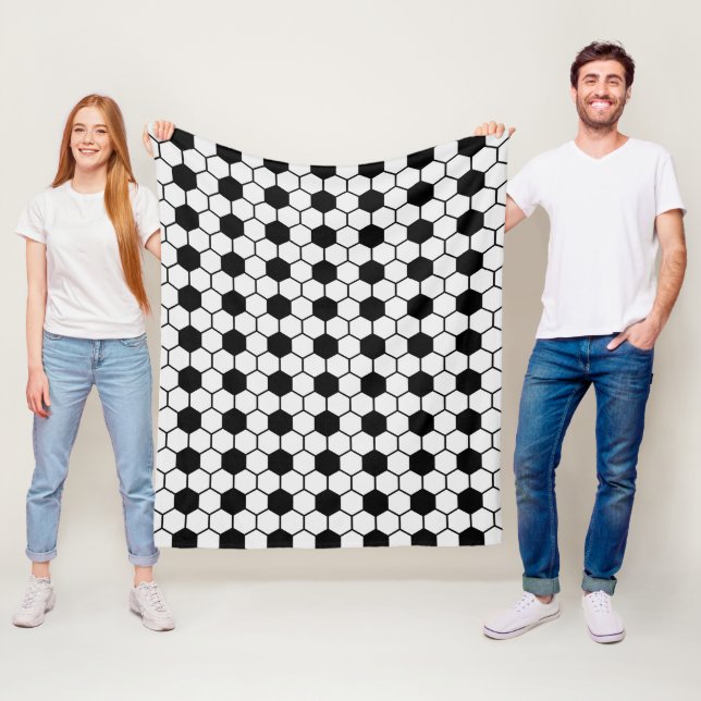 Soccer Balls Black and White Custom Fleece Blanket (In Situ)