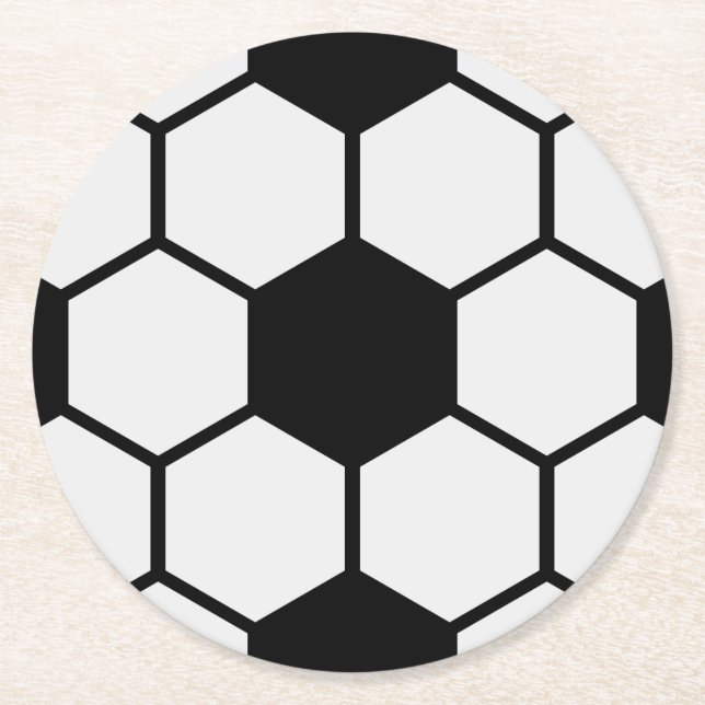 Soccer Balls Black and White Custom Round Paper Coaster (Front)