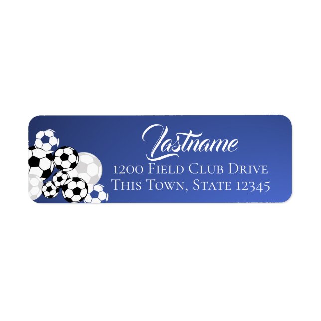 Soccer Balls Blue and White Address Return Address Label (Front)