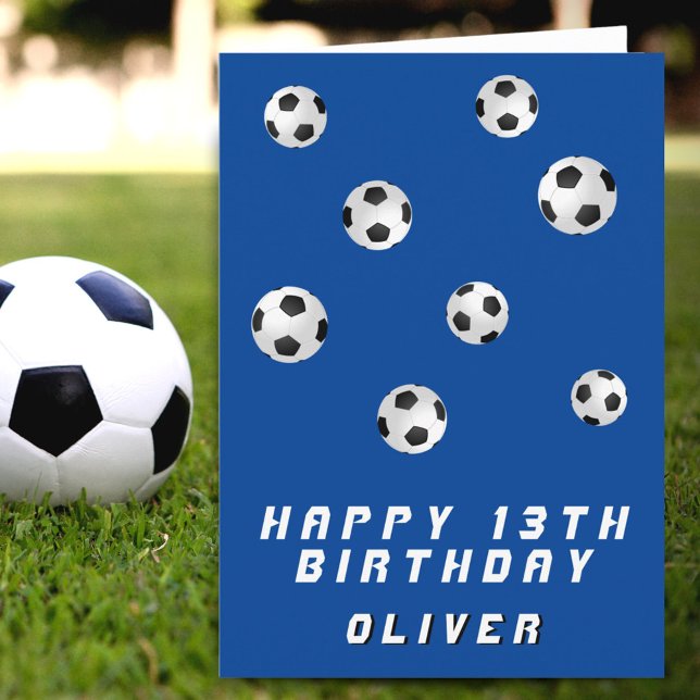 Soccer Balls Blue Boy Happy Birthday Card (Creator Uploaded)
