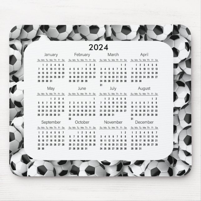 Soccer Balls Design 2024 Calendar Mousepad (Front)