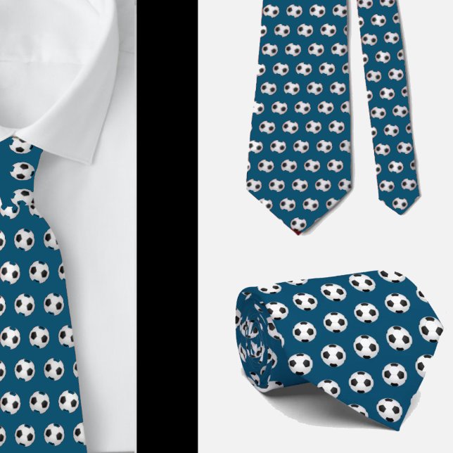 Soccer Balls Football Futbol Black and White Blue Tie (Creator Uploaded)
