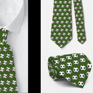 Soccer Balls Football Futbol Black and White Olive Tie