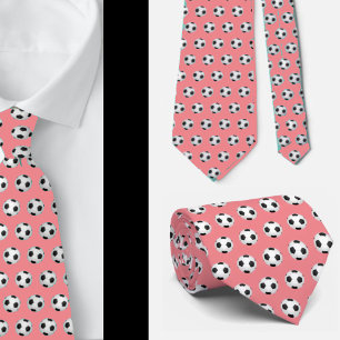 Soccer Balls Football Futbol Black and White Pink Tie