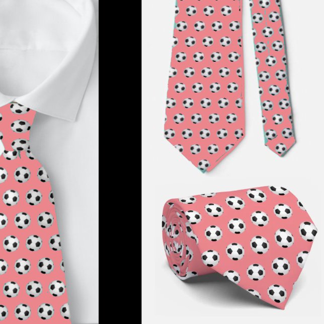 Soccer Balls Football Futbol Black and White Pink Tie (Creator Uploaded)