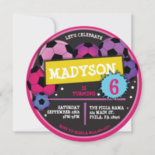 SOCCER BALLS Girls Birthday Party Invitation