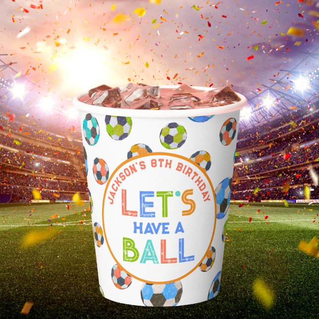 Soccer Balls Have a Ball Boys Birthday Paper Cups (Creator Uploaded)