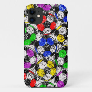 SOCCER BALLS IN CHAOTIC COLOR iPhone 11 CASE