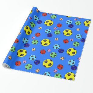 Soccer Balls In Many Colours Wrapping Paper