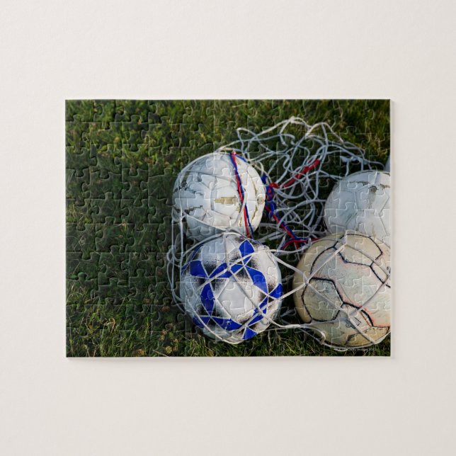 Soccer balls in net jigsaw puzzle (Horizontal)