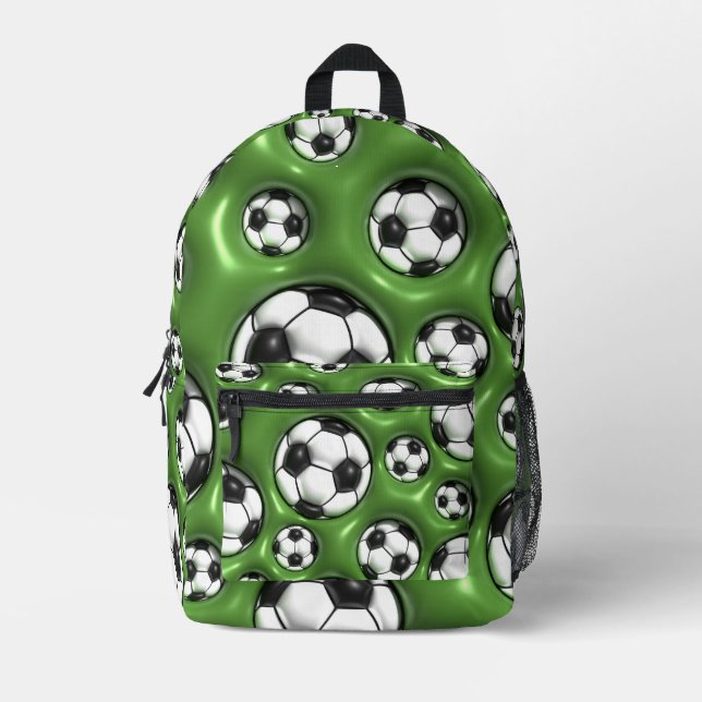 Soccer Balls (Inflated Look) Printed Backpack (Front)