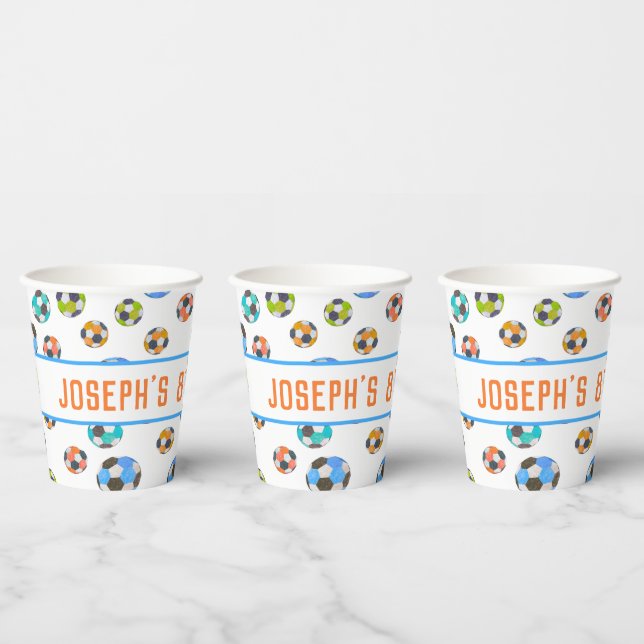 Soccer Balls Kids Birthday Paper Cups (Multi)