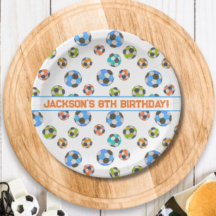 Soccer Balls Kids Birthday  Paper Plate