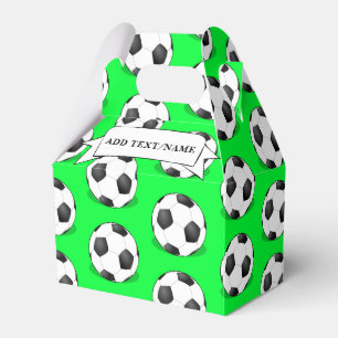 Soccer Balls On A Green Background Custom Name Favour Box