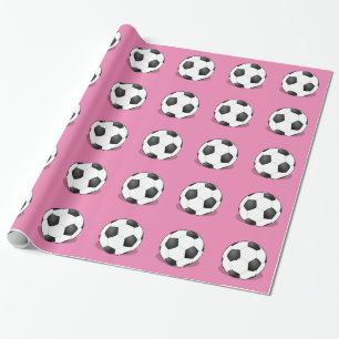 Soccer Balls On Pink Background Wrapping Paper