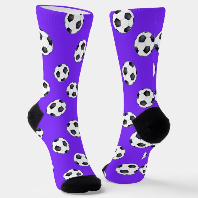 Soccer balls on purple socks (Angled)