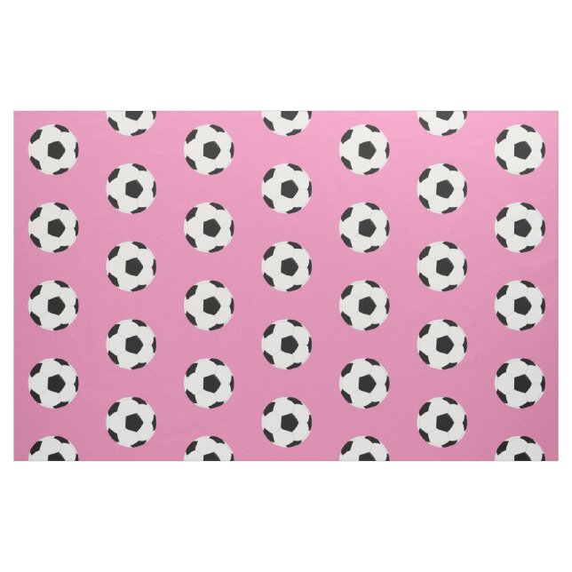 Soccer Balls Pattern on Girly Pink Fabric (Fat Quarter)