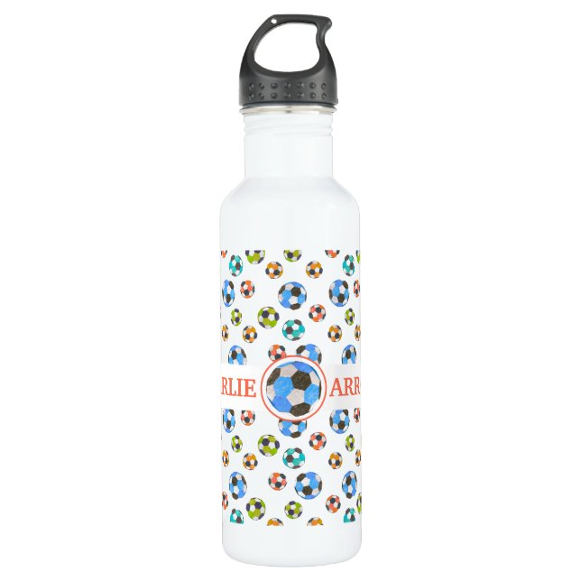 Soccer Balls Personalised Sports 710 Ml Water Bottle (Front)