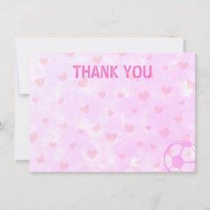 Soccer Balls Pink Watercolor Red Hearts Blank Card