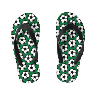 Soccer Balls Sports Green Black White Kids Kid's Thongs
