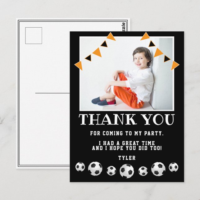 Soccer Balls Sports Photo Birthday Thank you Postcard (Front/Back)