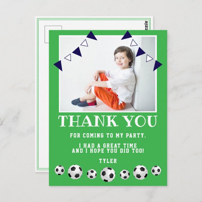 Soccer Balls Sports Photo Birthday Thank you Postcard (Front/Back)