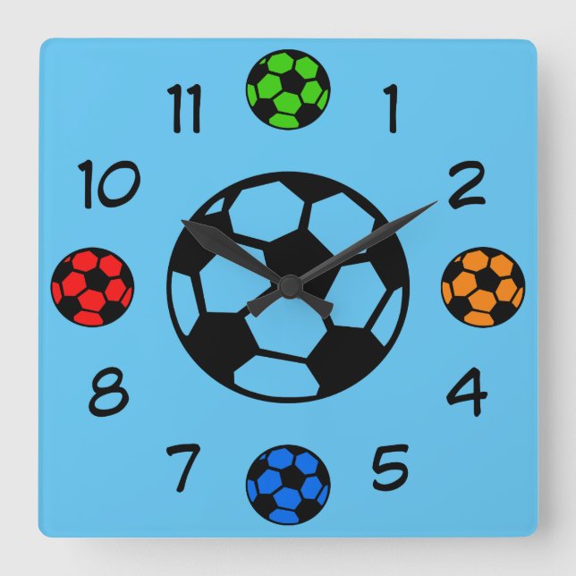 Soccer Balls Square Wall Clock (Front)