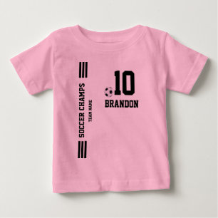 soccer banner pink black personalised player sport baby T-Shirt