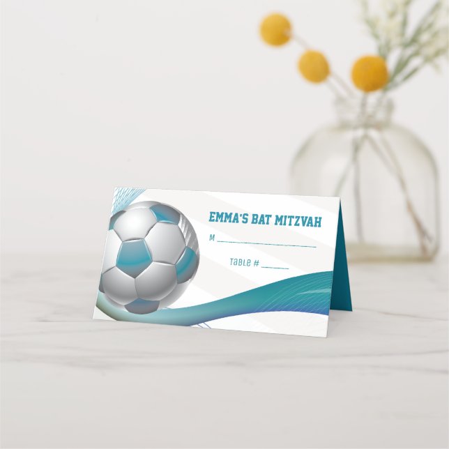 SOCCER Bar Bat Mitzvah Seating Escort Card (Front)