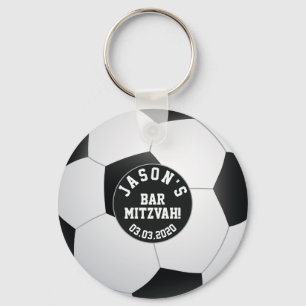 Soccer Bar Mitzvah Favour Keychain Black White