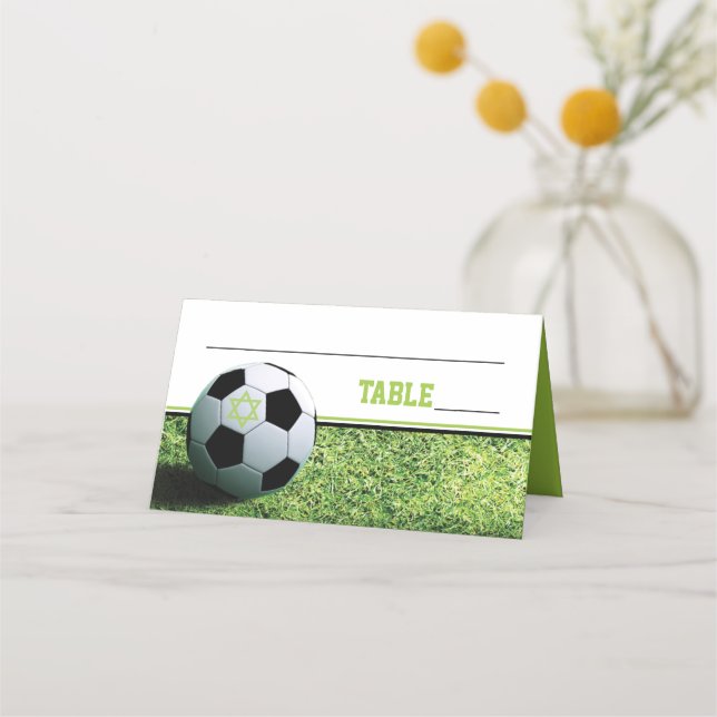 Soccer Bar Mitzvah Folded Place Card (Front)